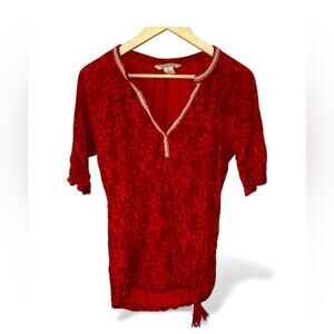 Vintage Y2K Lucky Brand Red top Tie waist tassels